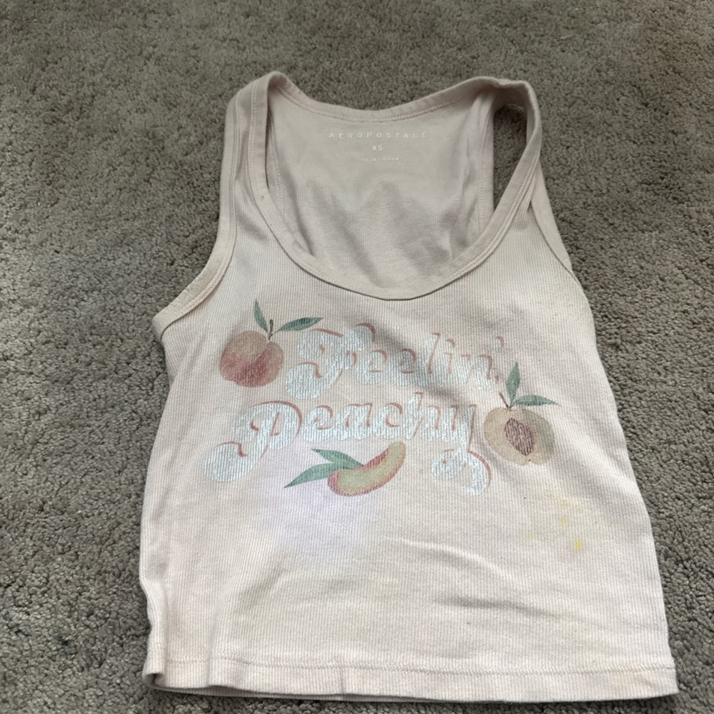 Aeropostale Cream Peachy Tank Top
